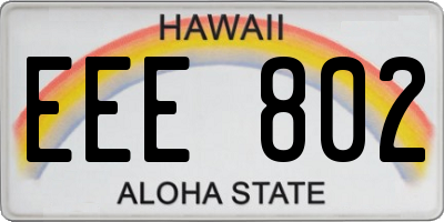HI license plate EEE802