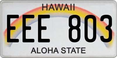 HI license plate EEE803