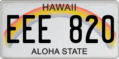 HI license plate EEE820