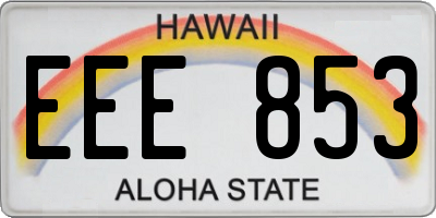 HI license plate EEE853