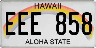 HI license plate EEE858