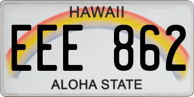 HI license plate EEE862