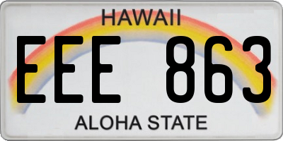 HI license plate EEE863