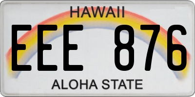 HI license plate EEE876