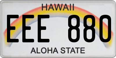 HI license plate EEE880