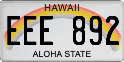 HI license plate EEE892
