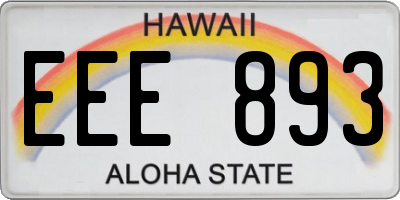 HI license plate EEE893