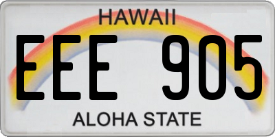 HI license plate EEE905