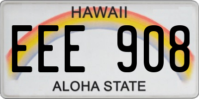 HI license plate EEE908