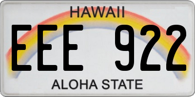 HI license plate EEE922