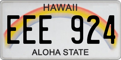 HI license plate EEE924