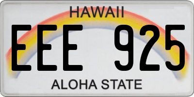 HI license plate EEE925