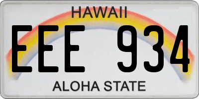 HI license plate EEE934