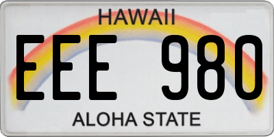 HI license plate EEE980
