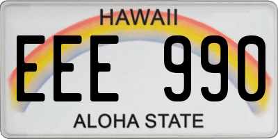 HI license plate EEE990