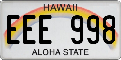 HI license plate EEE998