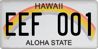 HI license plate EEF001