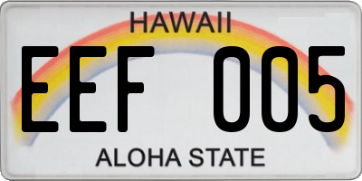 HI license plate EEF005