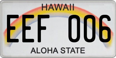 HI license plate EEF006