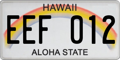 HI license plate EEF012