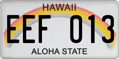 HI license plate EEF013