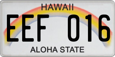 HI license plate EEF016