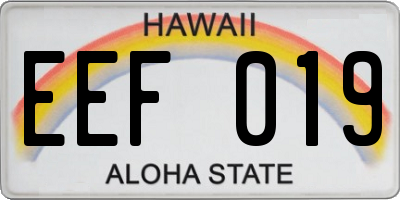 HI license plate EEF019