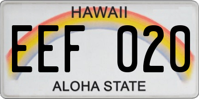 HI license plate EEF020