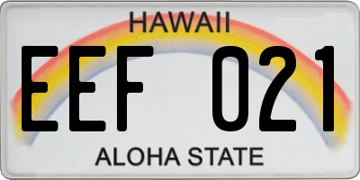 HI license plate EEF021