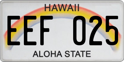 HI license plate EEF025