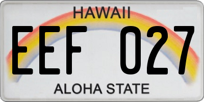 HI license plate EEF027