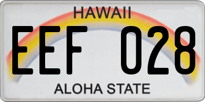 HI license plate EEF028