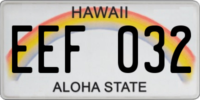 HI license plate EEF032