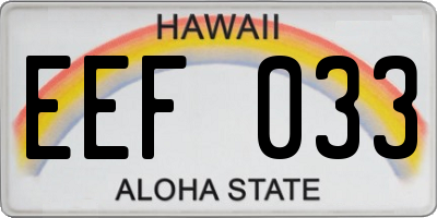 HI license plate EEF033