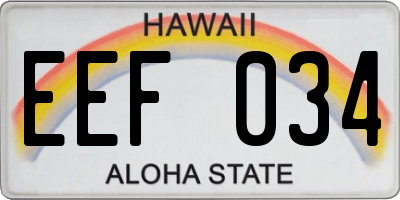 HI license plate EEF034