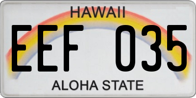 HI license plate EEF035