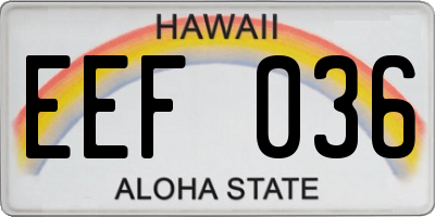 HI license plate EEF036