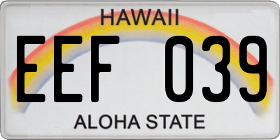 HI license plate EEF039