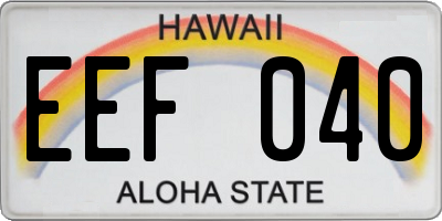HI license plate EEF040