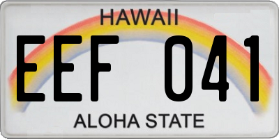HI license plate EEF041