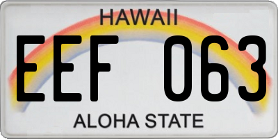 HI license plate EEF063