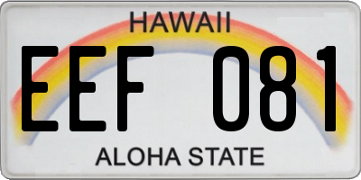 HI license plate EEF081