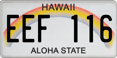 HI license plate EEF116