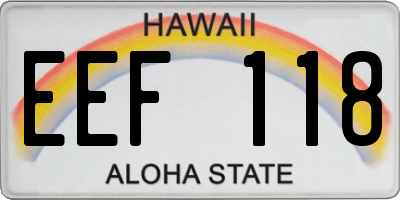 HI license plate EEF118