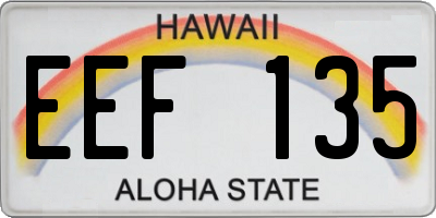 HI license plate EEF135