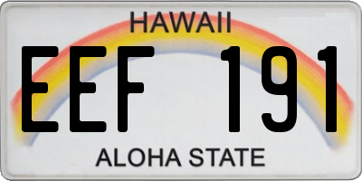 HI license plate EEF191
