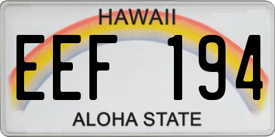 HI license plate EEF194