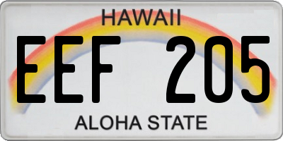 HI license plate EEF205