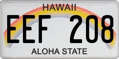 HI license plate EEF208