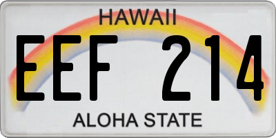 HI license plate EEF214